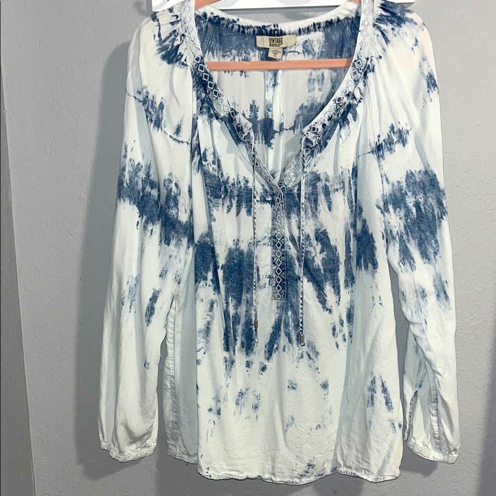 Vintage America Tie Dye Chambray Blouse